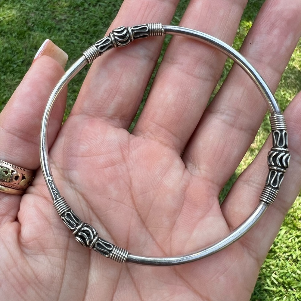Vintage Sterling Silver BALI Suarti Filigree 7.75" Bangle Bracelet